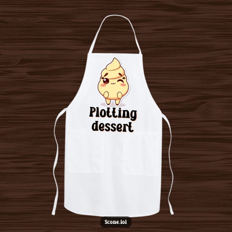 Funny Scone Apron with a character showing raised eyebrows and a playful smirk, ideal for sassy baking.