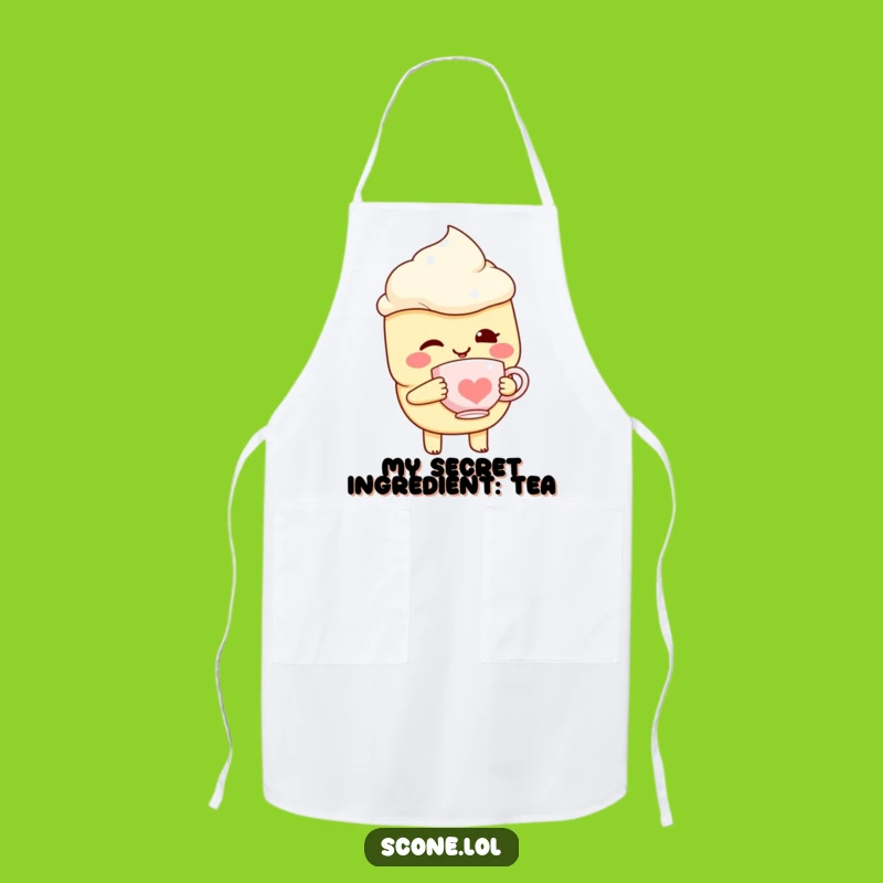 Funny Scone Apron with Teacup - Cook with Charm and Humor - Kitchen Gift