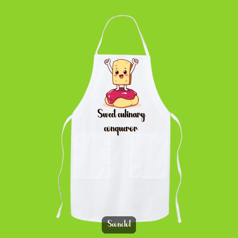 Funny Scone Champion Apron: Triumphant Pose, Hilarious Kitchen Wear Gift