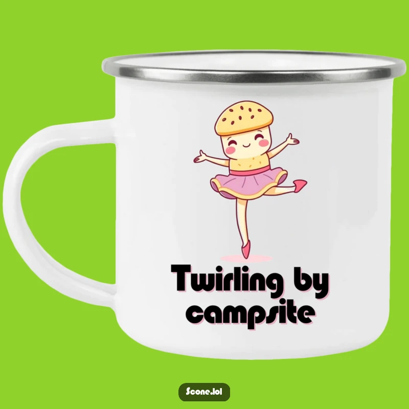 Adventure-Ready Funny Scone Pirouette Camping Mug - Dance Under the Stars!