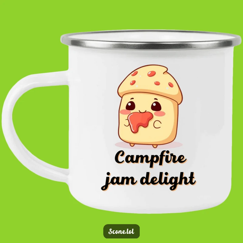 Funny Jam-Faced Scone Camping Mug - Messy Treat Companion for Outdoors