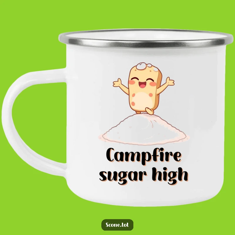 Funny Giggling Scone Camping Mug: Rugged & Joyful Design, Outdoors Sweet Treat Gift