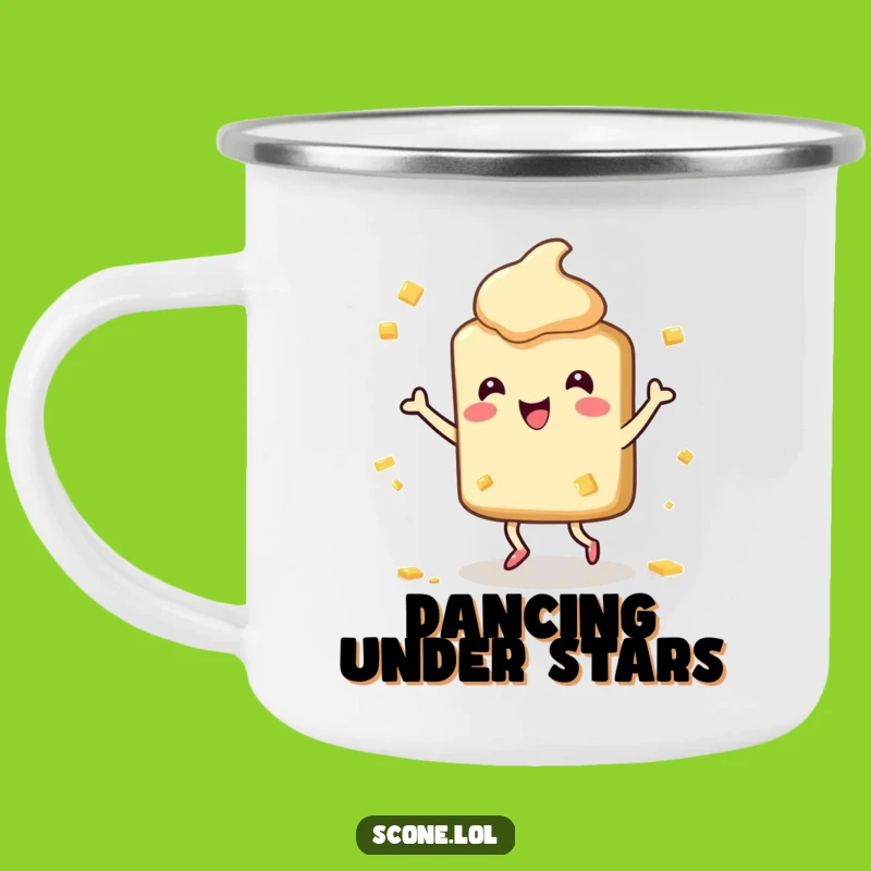 Funny Scone Dance Camp Mug: Butter Splatter Adventure, Hilarious Gift for Happy Campers!