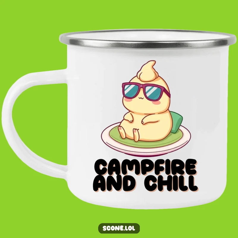Funny Satay Camp Mug: Tiny Sunglasses Adventure, Hilarious Outdoor Gift for Foodies!