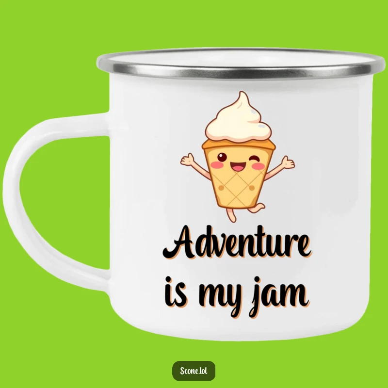 Funny Scone Camping Mug with Cream Hat - Adventure Fuel for Outdoor Fun