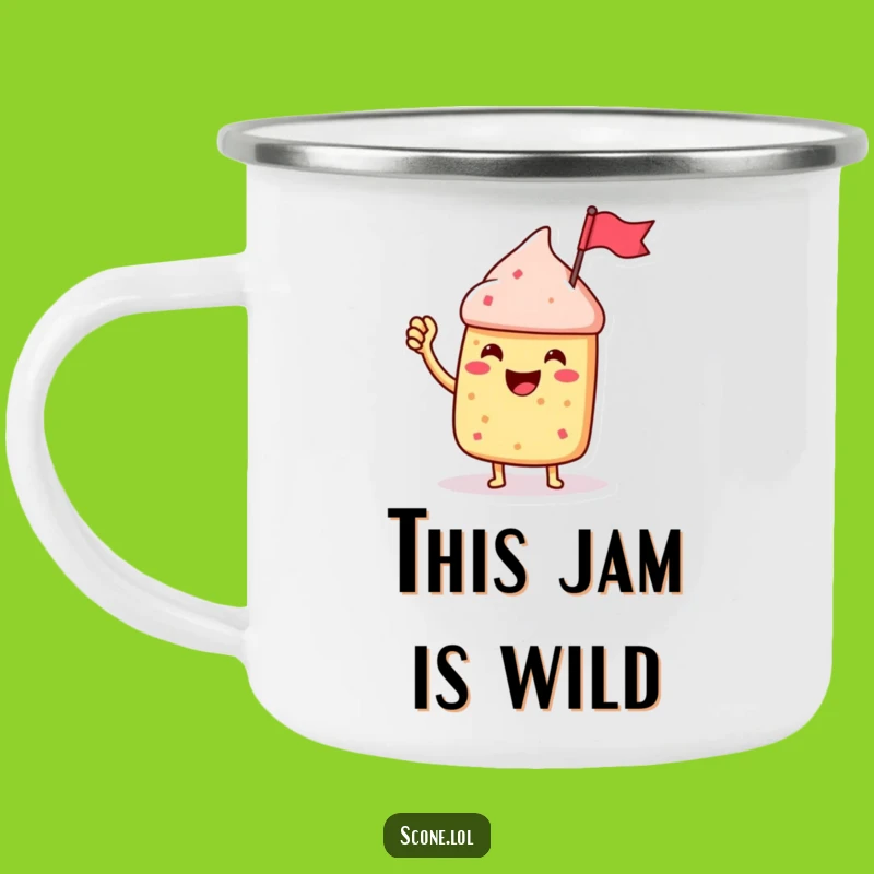 Funny Scone Camping Mug with Jam Flag - Celebrate Outdoors - Adventure Gift