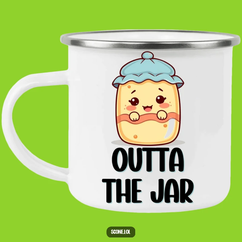Funny Scone Jam Jar Face Camping Mug - Adventure-Ready Laughs