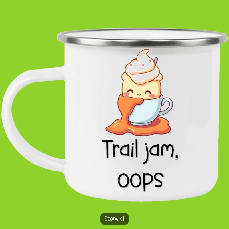 Funny Scone Jam Slip Camping Mug: Adventure Fuelled by Pastry Mishaps