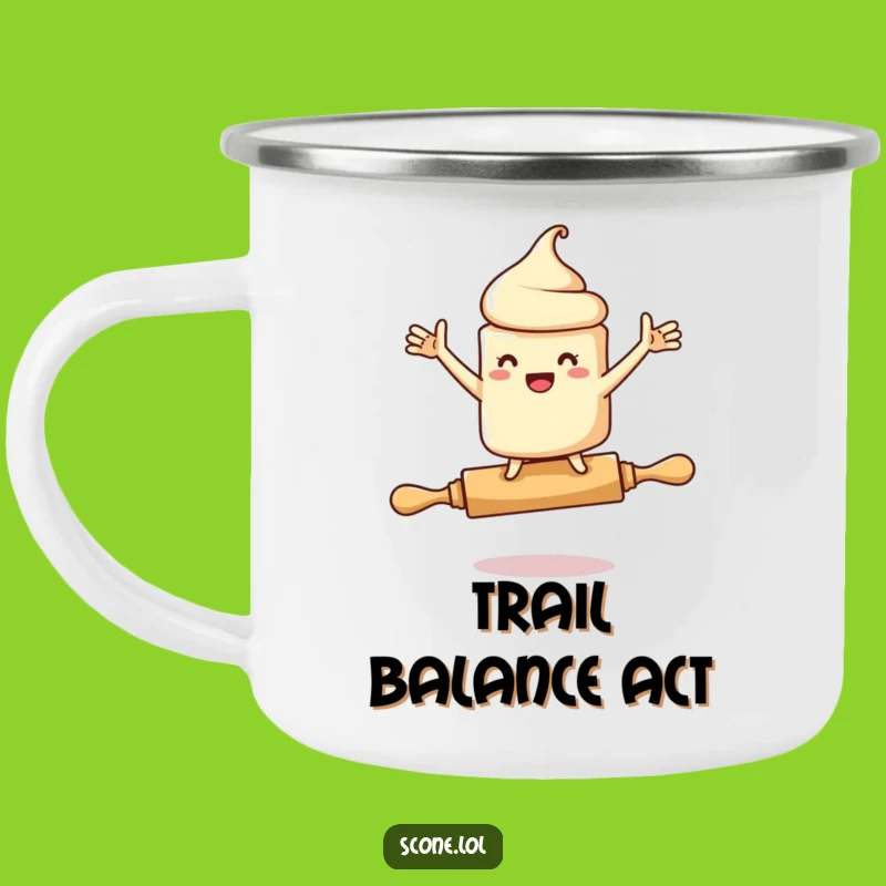 Funny Scone Rolling Pin Camping Mug: Adventure Fuelled by Comical Balance