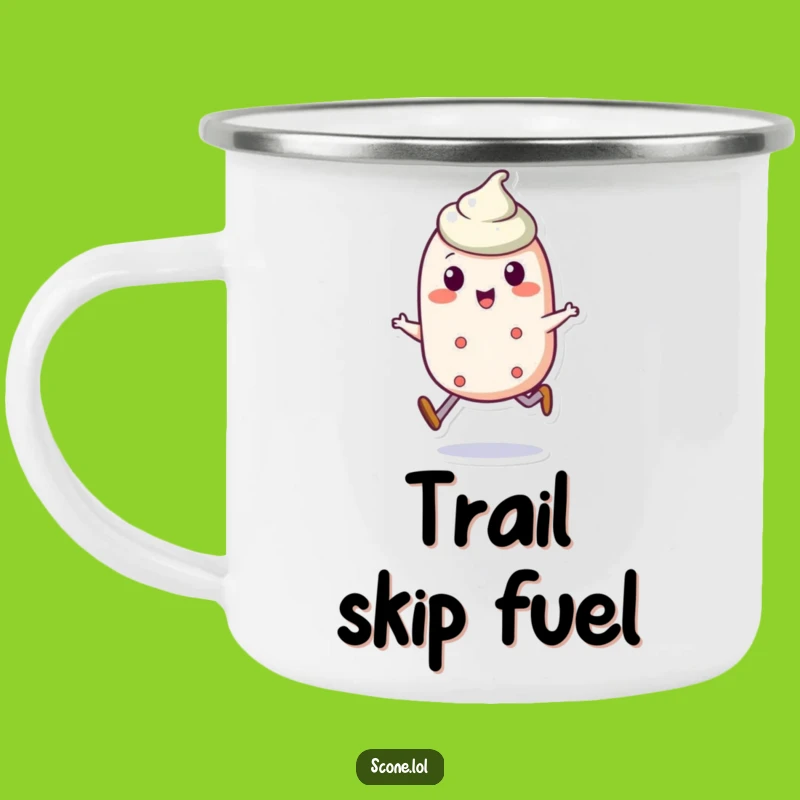 Funny Scone Skip Camping Mug: Jaunty Character for Outdoor Cheer Gift