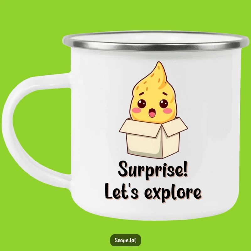 Funny Scone Surprise Camping Mug: Enjoy Outdoors with a Startled Baked Good, Ideal Funny Gift