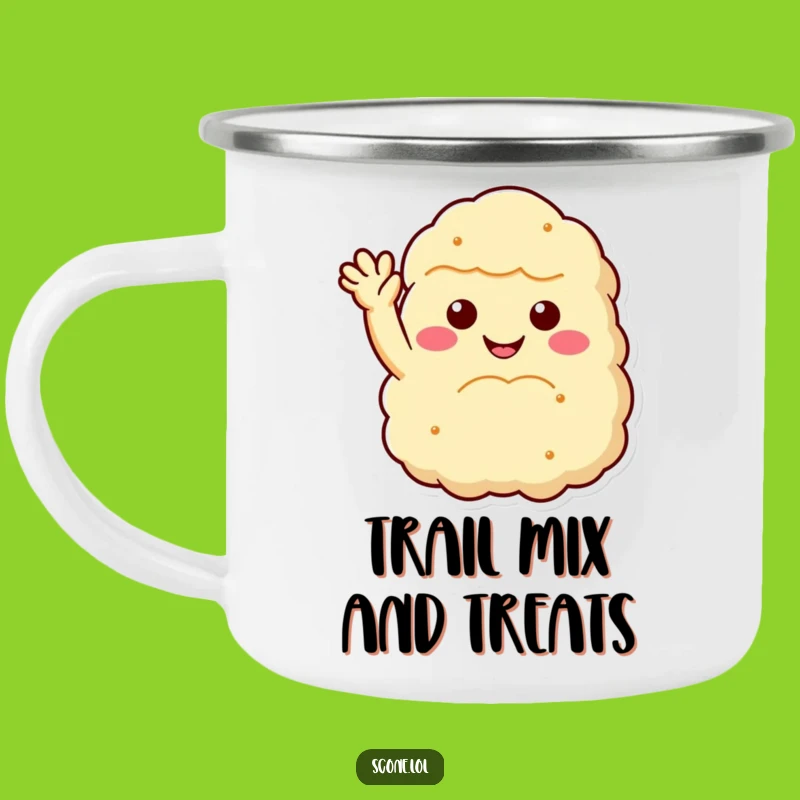 Funny Scone Wave Camping Mug: Durable Smiling Pastry Is A Cheerful Outdoor Funny Gift