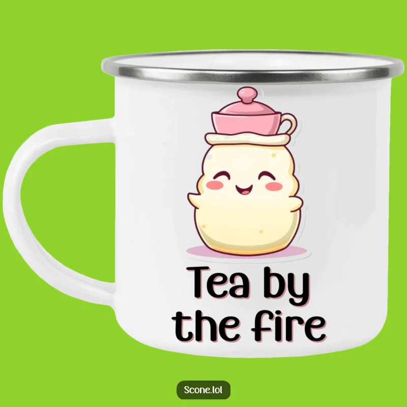 Funny Teacup Hat Scone Camping Mug - Whimsical Companion for Tea Lovers