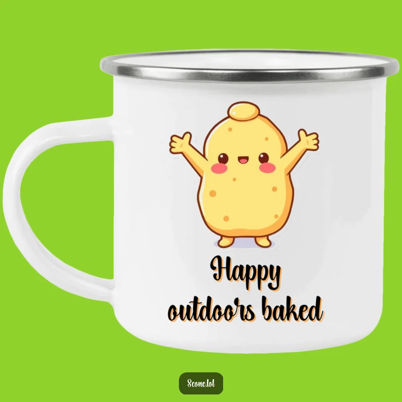 Funny Happy Scone Camping Mug: Embrace the Outdoors with Open Arms