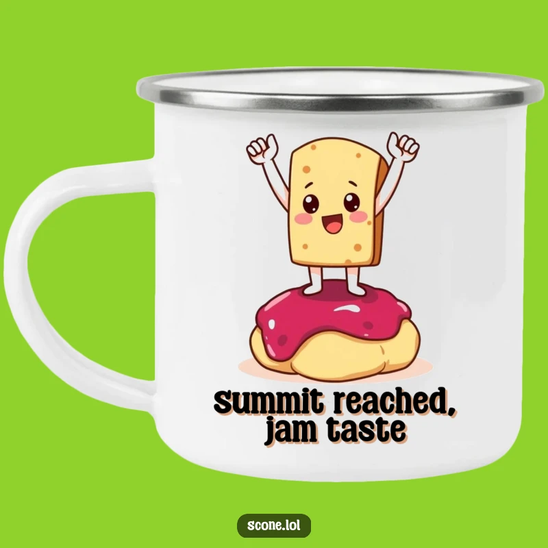 Funny Scone Camp Mug: Triumphant Character, Hilarious Outdoor Victory Gift