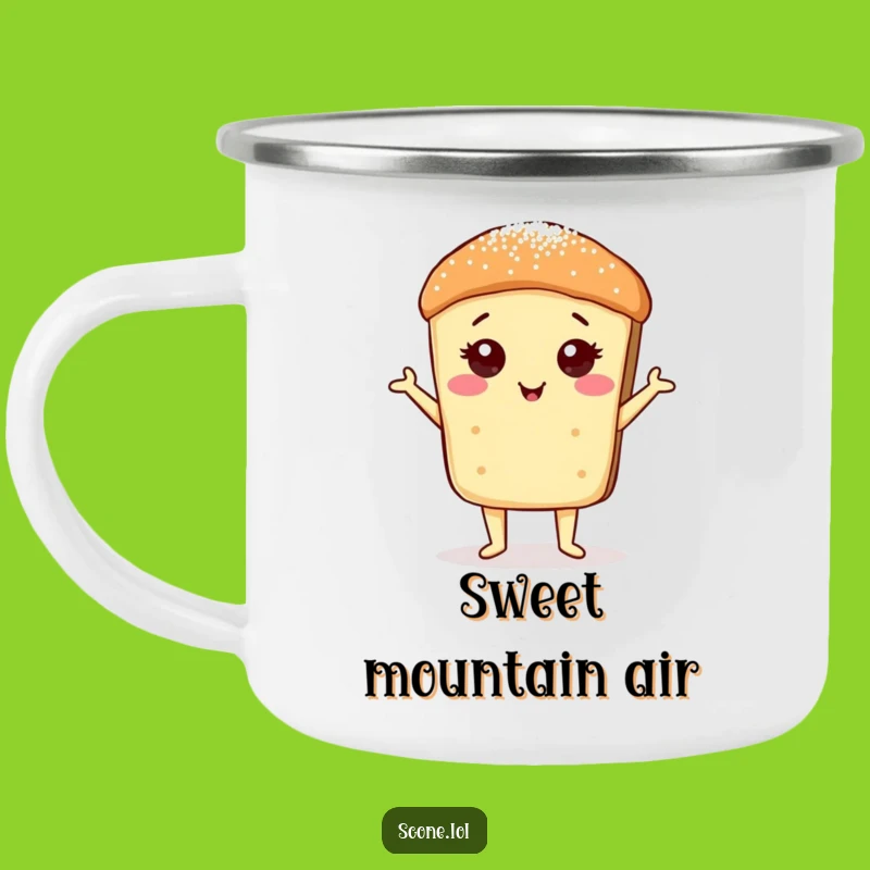 Funny Scone Sugar Dust Pose Camping Mug: Adventure Fuelled by Posh Humor