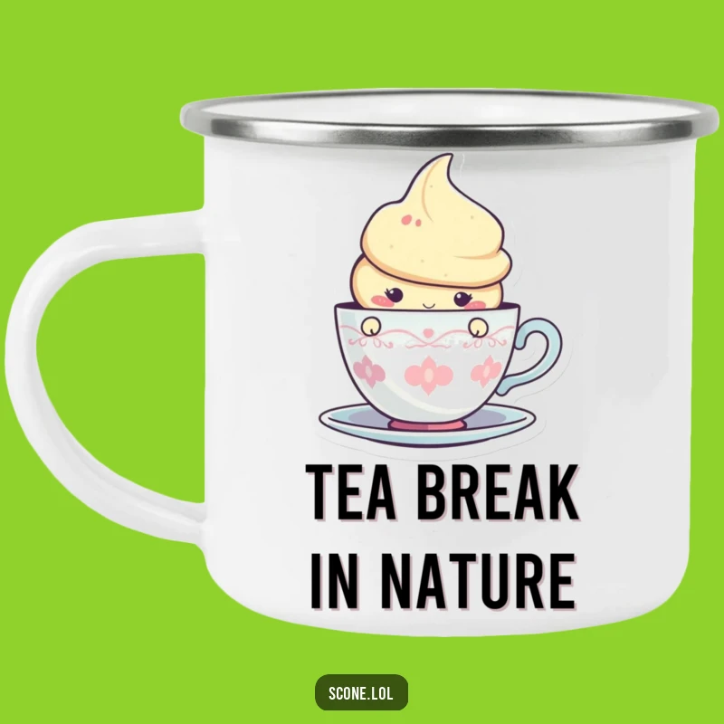 Funny Scone Teacup Peek Camping Mug: Your Trailside Tea Companion!