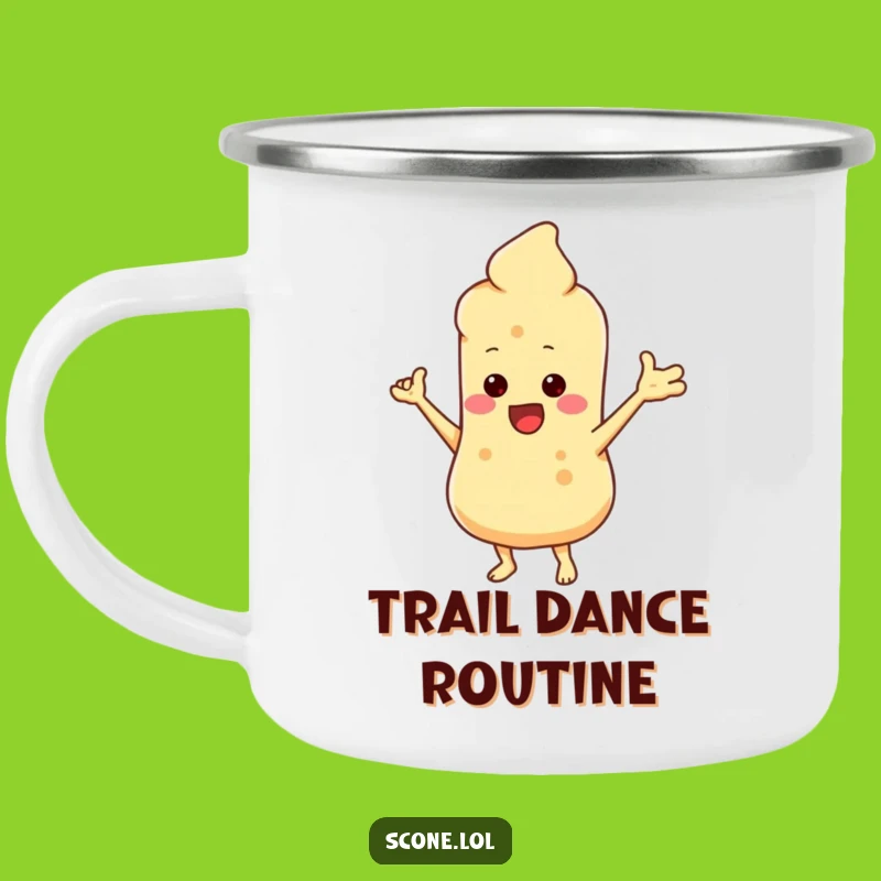 Funny Scone Dance Camping Mug: Roasting Marshmallows With a Dancing Pastry