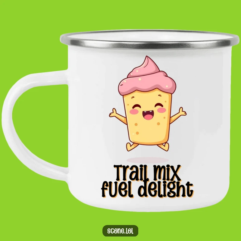 Funny Scone Camping Mug: Enjoy the Outdoors with this Joyful Jumping Baked Good, Ideal Funny Gift