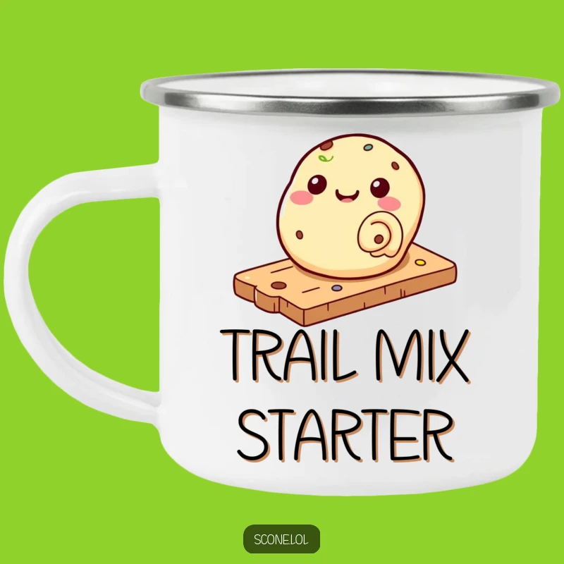 Funny Scone Rolling Down Pastry Board Camping Mug - Hilarious Outdoor Gift!