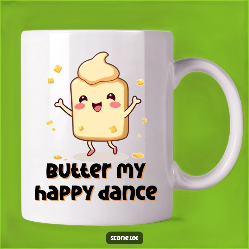 Funny Scone Happy Dance Mug: Butter Splatter Joy, Hilarious Treat Gift for Scone Lovers!