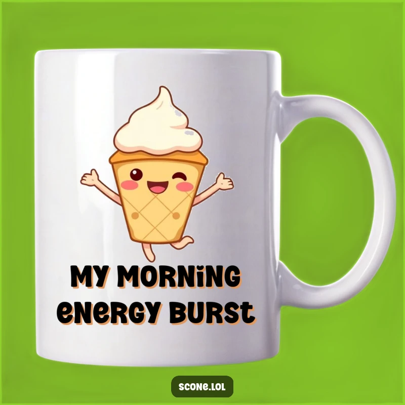 Funny Smiling Scone Character Mug with Cream Hat, Perfect Joyful Gift