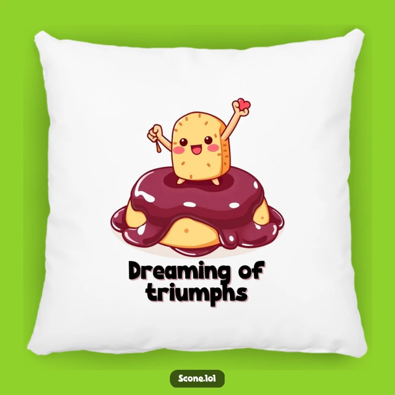 Funny Scone Victory Pillow: Cozy Triumph, Jam Delight, Hilarious Accent for Scone Lovers!