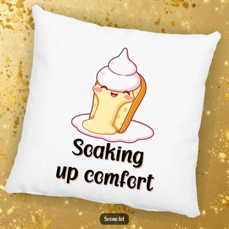 Funny Scone Cream Slide Pillow: A plush pillow featuring a scone sliding down cream, offering sweet comfort and humor.