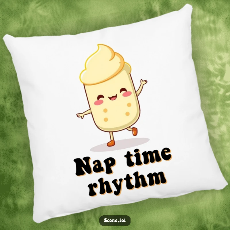 Funny Scone Dancer Pillow: A plush pillow featuring a scone character performing a merry jig with a delighted expression.