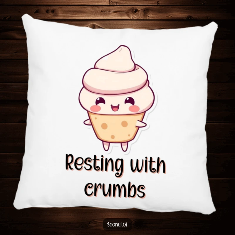 Funny scone pillow featuring a cozy scone character in a cheerful bounce, adding playful charm to any sofa.