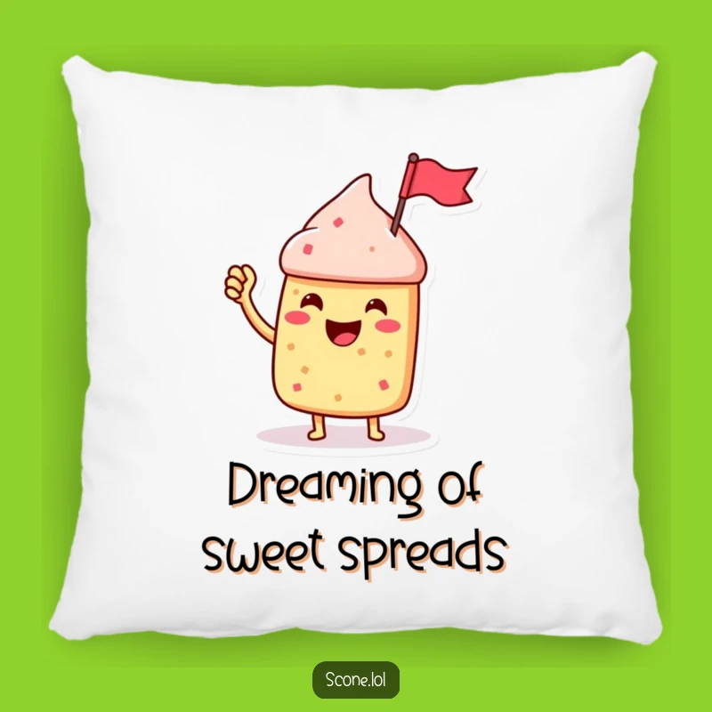 Funny Scone Pillow with Jam Flag - Cozy Comfort and Celebration - Unique Gift