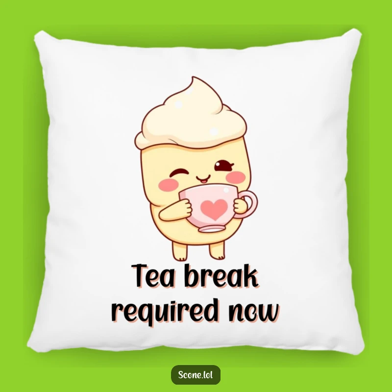 Funny Scone Pillow with Teacup - Cozy Companion with a Cheeky Wink - Unique Gift