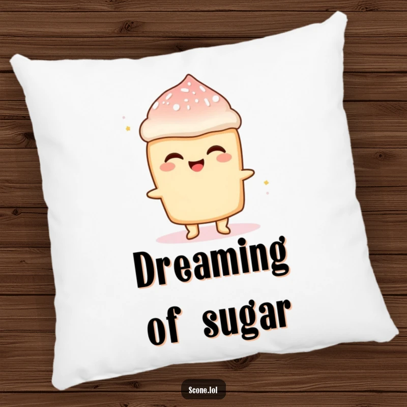 Funny Scone Sugar Rush Pillow: A plush pillow featuring a scone character radiating delight with powdered sugar dusting.