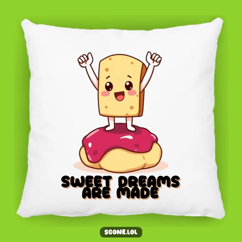 Funny Scone Victory Pillow: Cozy Triumphant Character, Amusing Home Accent Gift