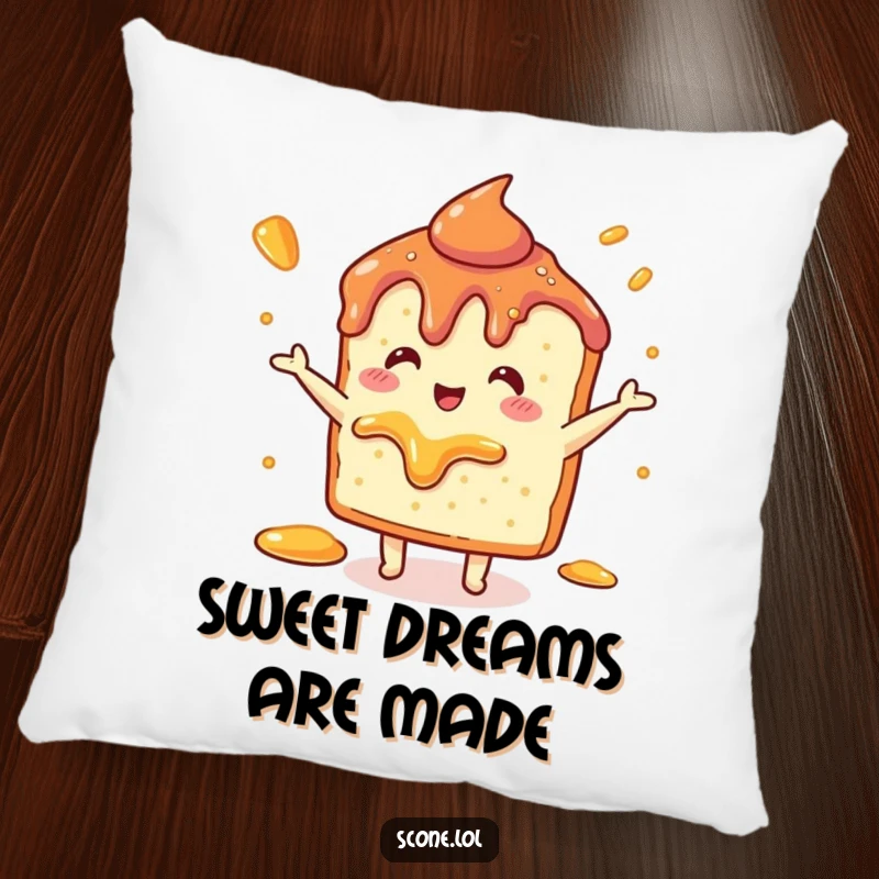 Funny Scone Jam Dance Pillow: A plush pillow featuring a scone in a joyful jam dance pose, bringing comfort and humor.