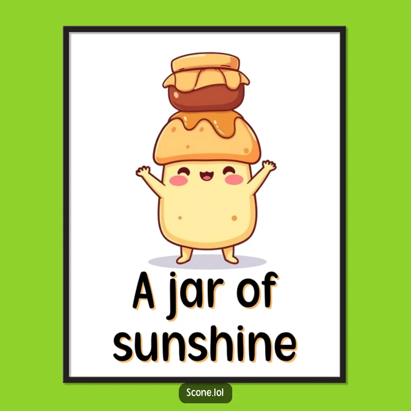 Funny Balancing Scone Jam Jar Digital Art - Precarious Wall Decor Funny Gift