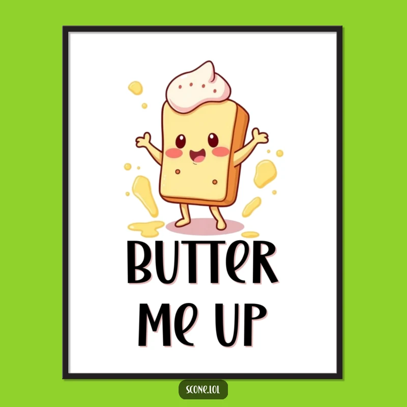 Funny Scone Dance Art Print: Happy Character, Quirky Digital Decor Perfect Funny Gift