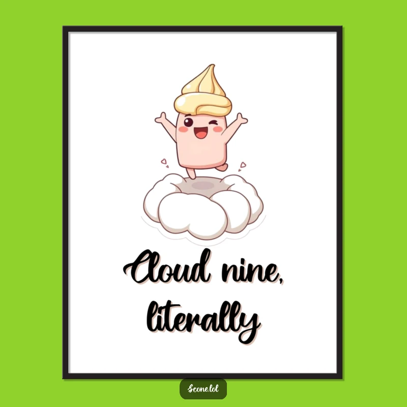 Funny Leaping Scone Cream Digital Art - Joyful Wall Decor Funny Gift