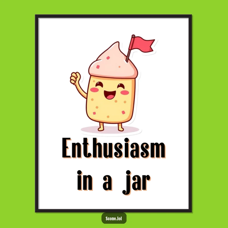 Funny Scone Digital Art Print with Jam Flag - Instant Joyful Decor - Gift