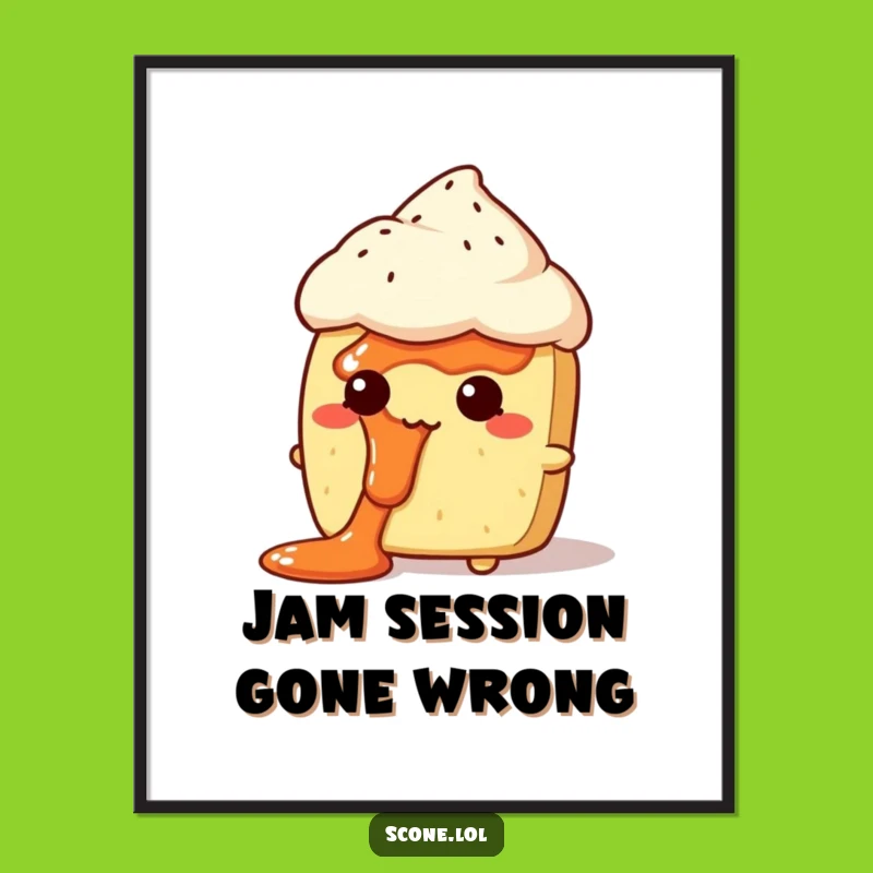 Funny Jam Face Scone Digital Art Print: Bring Relatable Chaos Home as Hilarious Art