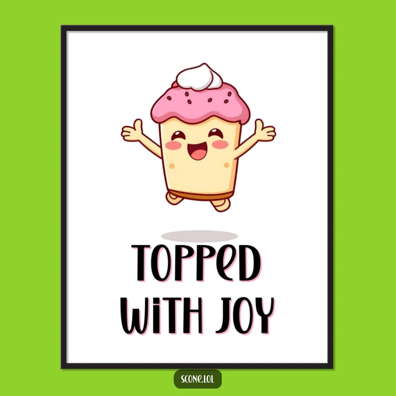 Funny Scone Cream Joy Digital Art: Hilarious Dessert Print