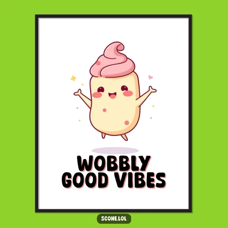 Funny Scone Dance Digital Art: Wobbly Character Print for Joyful Decor Gift