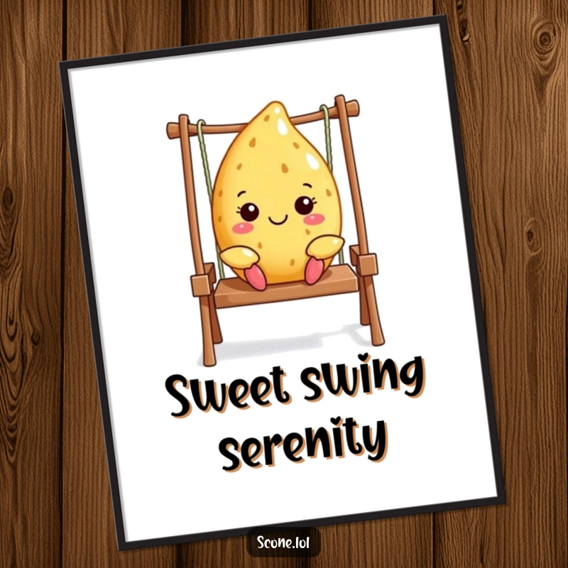 Funny Scone Digital Art: A happy scone swings with joy, bringing carefree, infectious humor to digital displays. Funny gift.