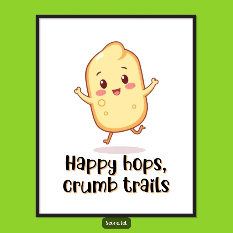 Funny Scone Hopping Digital Art Print - Instant Energy for Your Walls!