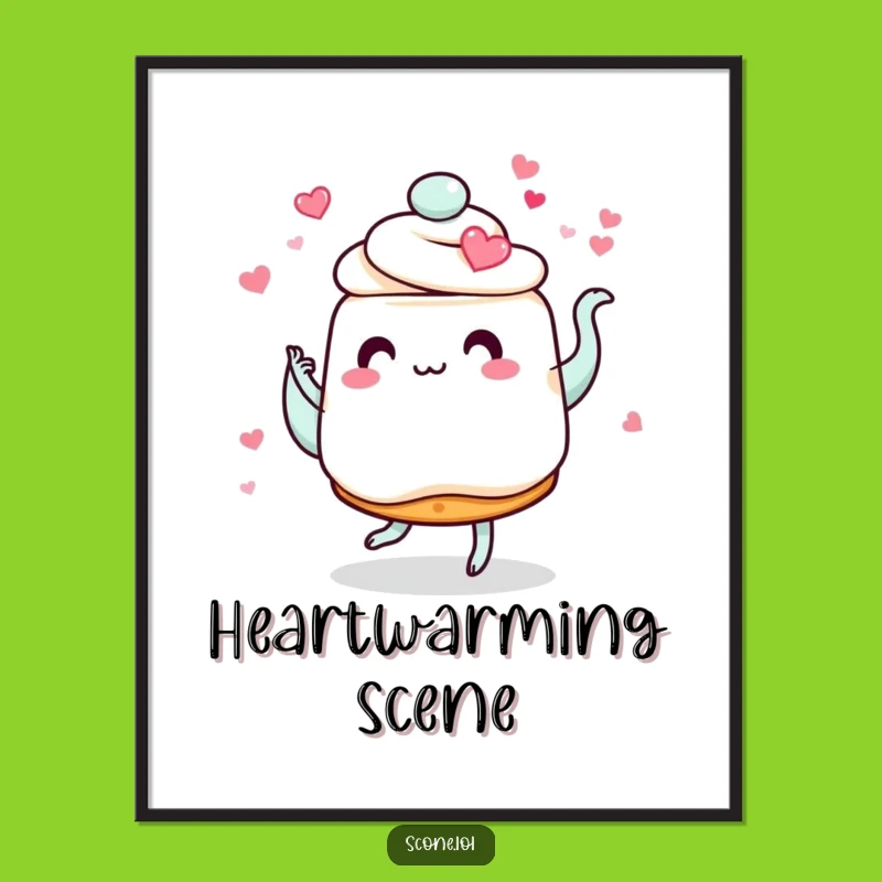 Funny Scone Love Digital Art: Romantic Dance Design, Instant Decor Gift