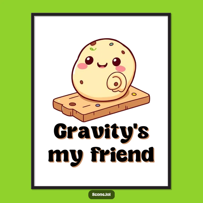 Funny Scone Rolling Down Pastry Board Digital Art - Hilarious Baking Decor Download!