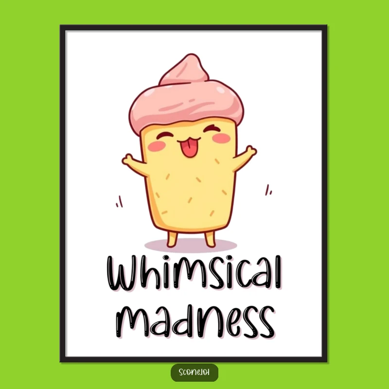 Funny Scone Spinning Digital Art: Silly Face Design, Instant Decor Gift