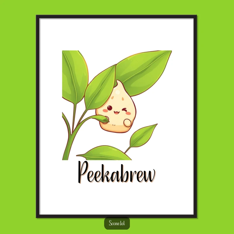 Funny Scone Tea Art Print: Grinning Character, Quirky Digital Decor Perfect Funny Gift