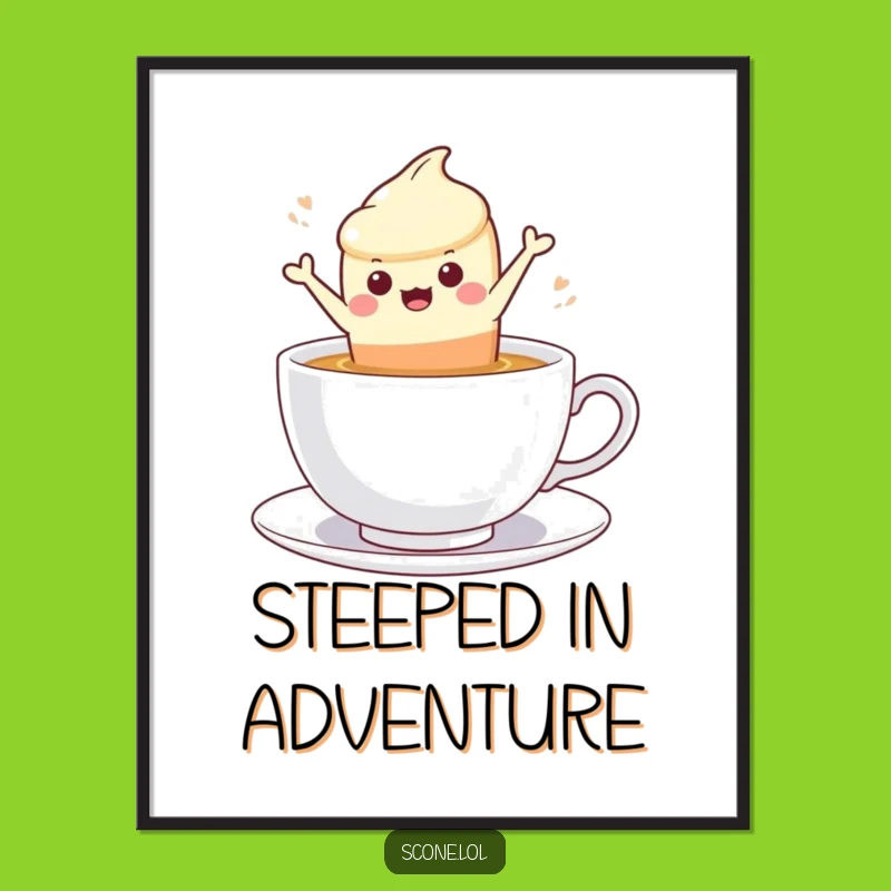 Funny Scone Tea Leap Digital Art - Instant Tea Lover Decor