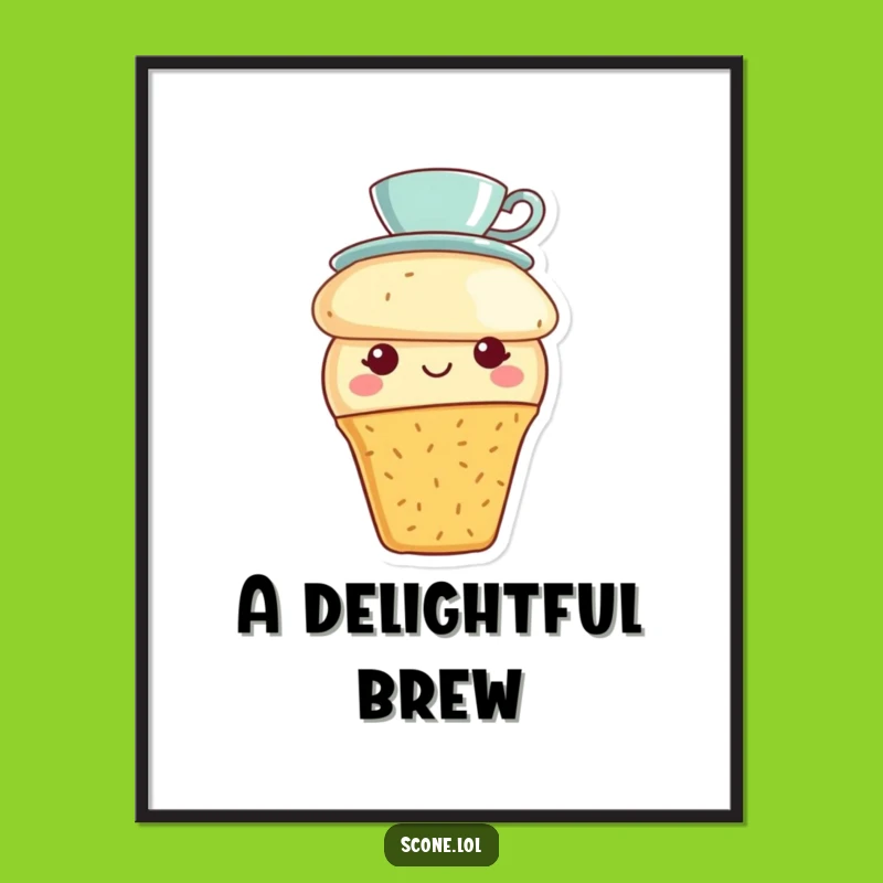 Funny Scone Tea Party Digital Art: Instant Teacup Hat Download, a Perfect Funny Gift